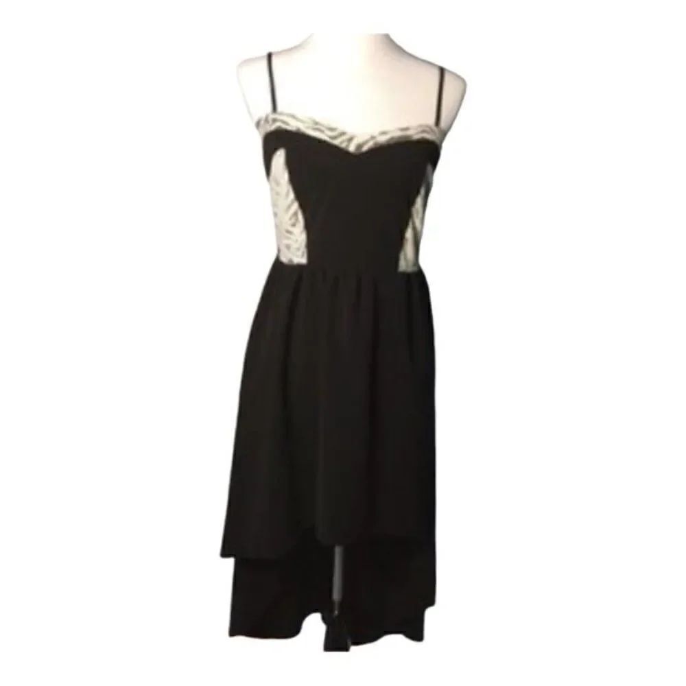 Mimi Chica High-Low Black Dress with White Lace size M